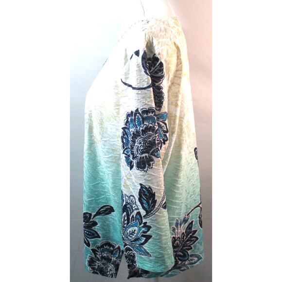 Alfred Dunner Women's Long Sleeve Multi Color Floral Print Beaded Neck Shirt L. - Picture 4 of 10